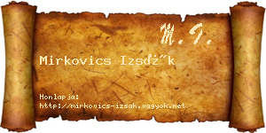Mirkovics Izsák névjegykártya